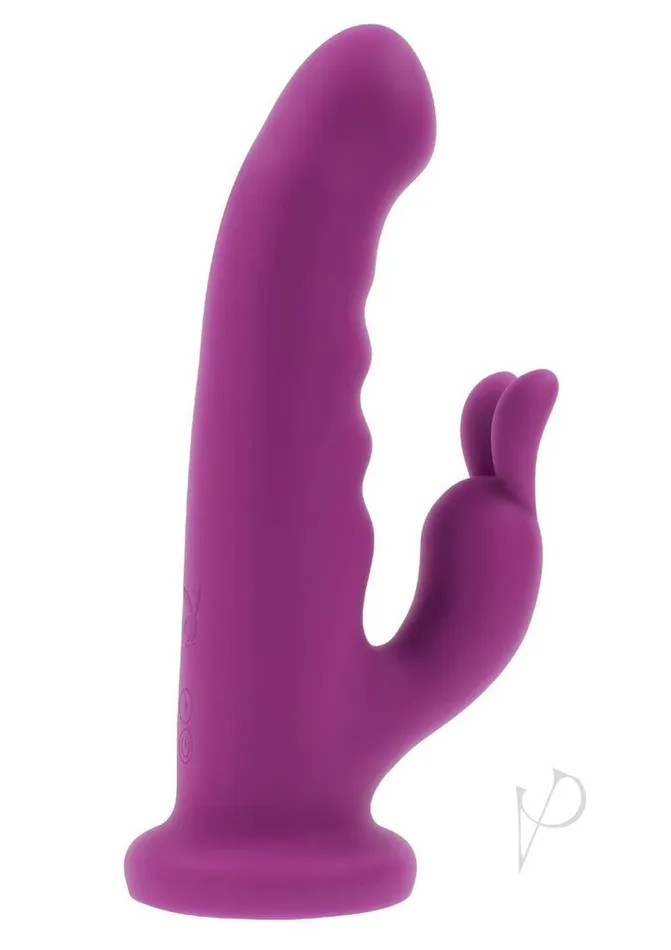 Playboy Vibrators Playboy Fluffle Rechargeable Silicone Rabbit Vibrator Purple