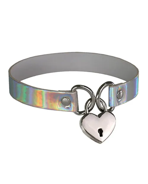Plesur Plesur Heart Lock Collar Holographic White Dildos