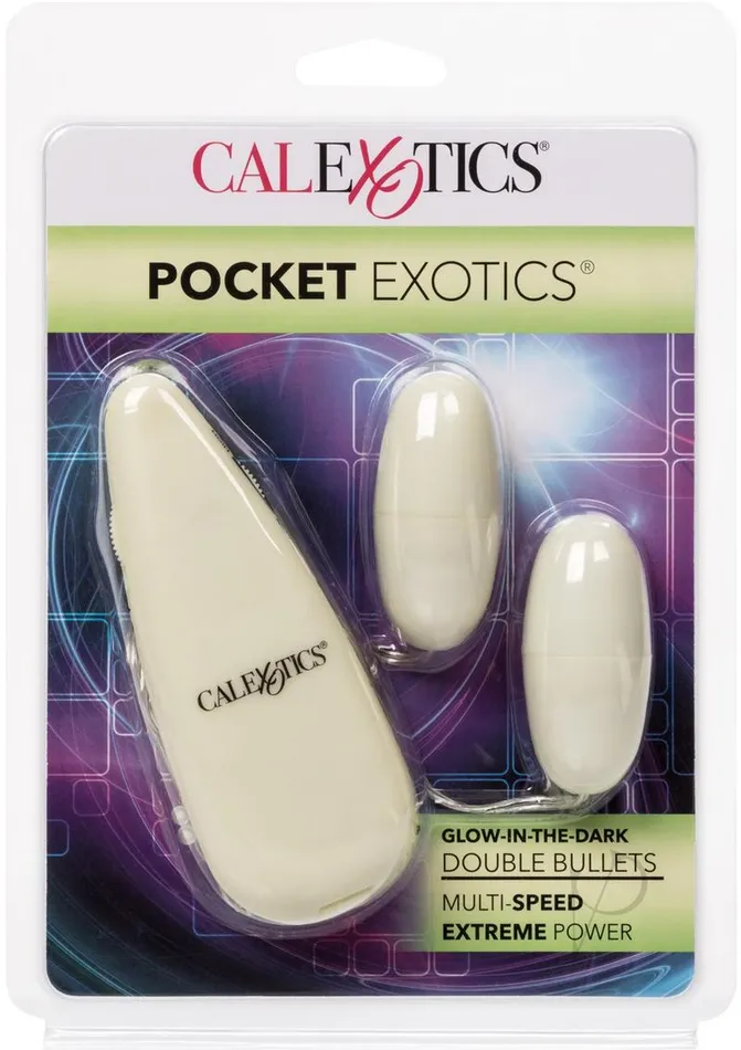 Pocket Exotics Female Sex Toys Pocket Exotics GlowInTheDark Double Bullets with Wired Remote Control Glow Pocket Exotics Female Sex Toys Pocket Exotics GlowInTheDark Double Bullets with Wired Remote Control Glow