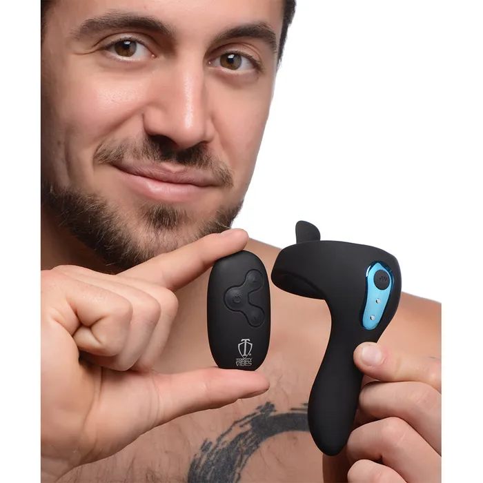 Power Taint 7X Silicone Cock and Ball Ring with Remote Trinity Men Male Sex Toys