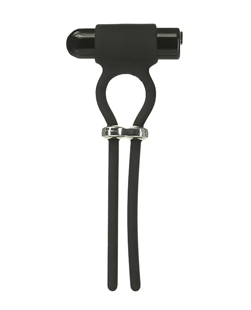 Powerbullet Female Sex Toys PowerBullet Bolo Bullet Silicone Rechargeable Cock Tie BlackSilver