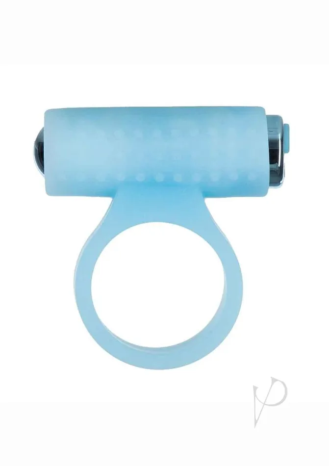 Powerbullet Male Sex Toys PowerBullet Cosmic Ring Rechargeable Silicone Vibrating Cock Ring Glow in the Dark Blue