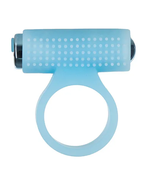 Powerbullet Male Sex Toys PowerBullet Cosmic Ring Rechargeable Silicone Vibrating Cock Ring Glow in the Dark Blue