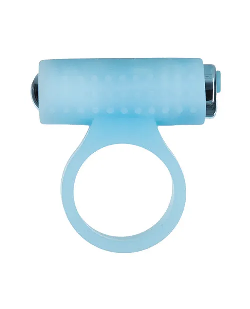 Powerbullet Male Sex Toys PowerBullet Cosmic Ring Rechargeable Silicone Vibrating Cock Ring Glow in the Dark Blue
