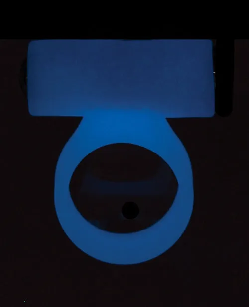 Powerbullet Male Sex Toys PowerBullet Cosmic Ring Rechargeable Silicone Vibrating Cock Ring Glow in the Dark Blue