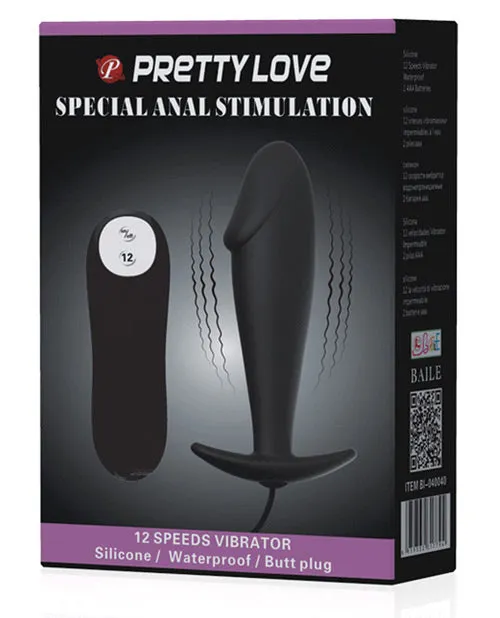 Pretty Love Anal Pretty Love Vibrating Penis Shaped Butt Plug Black