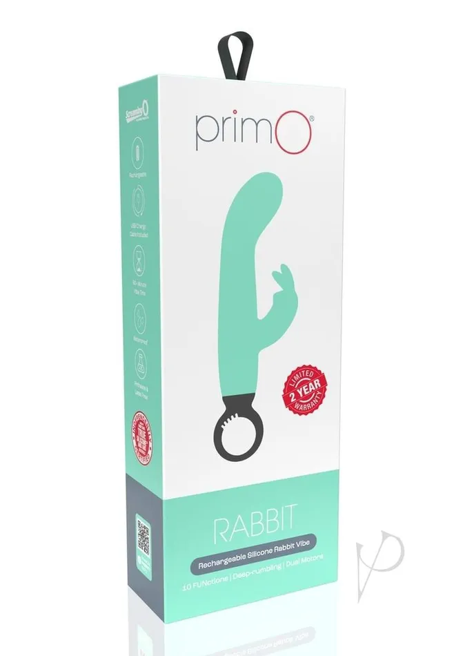 Prim O Vibrators PrimO Rabbit Rechargeable Silicone Vibrator Teal