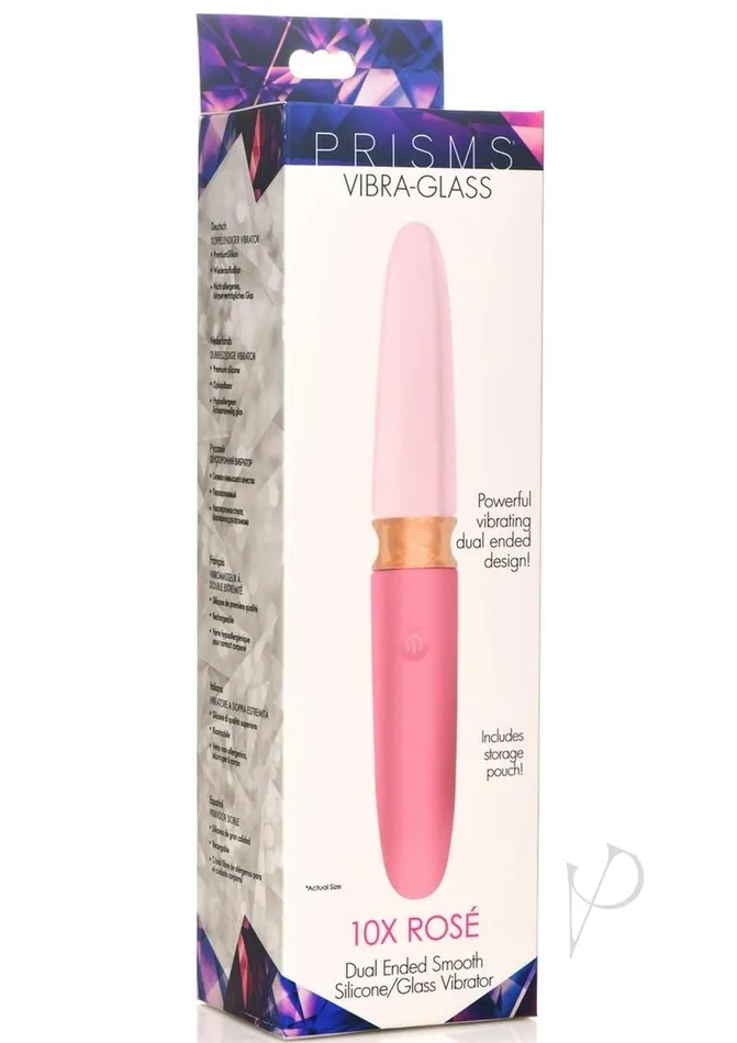 Prisms Dildos Prisms VibraGlass 10X Rose Dual End Rechargeable SiliconeGlass Vibrating Dildo Pink Prisms Dildos Prisms VibraGlass 10X Rose Dual End Rechargeable SiliconeGlass Vibrating Dildo Pink