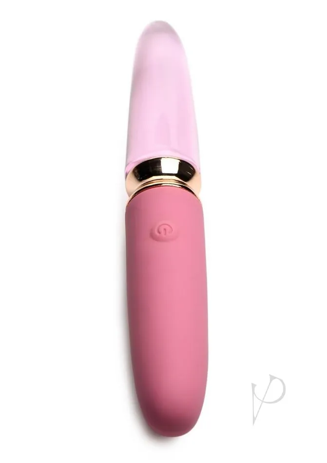 Prisms Dildos Prisms VibraGlass 10X Rose Dual End Rechargeable SiliconeGlass Vibrating Dildo Pink