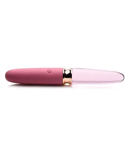 Prisms Dildos Prisms VibraGlass 10X Rose Dual End Rechargeable SiliconeGlass Vibrating Dildo Pink