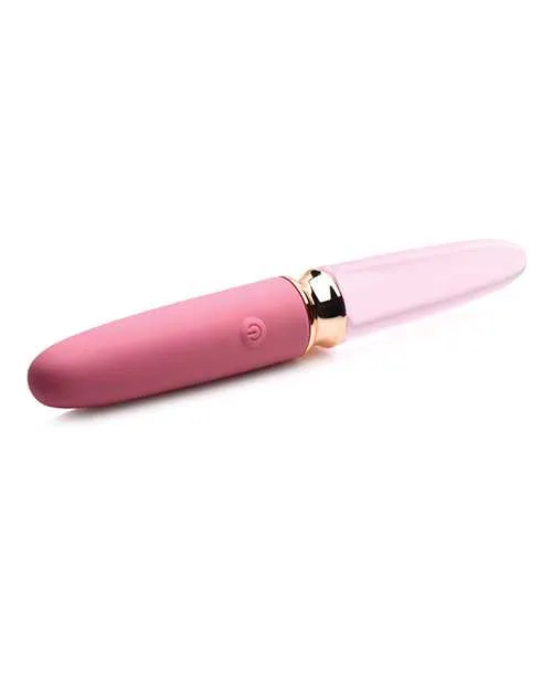 Prisms Dildos Prisms VibraGlass 10X Rose Dual End Rechargeable SiliconeGlass Vibrating Dildo Pink