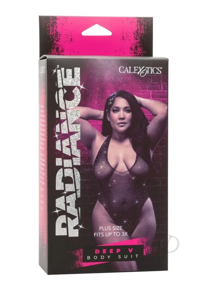Radiance Anal Radiance Deep V Body Suit Plus Size Black