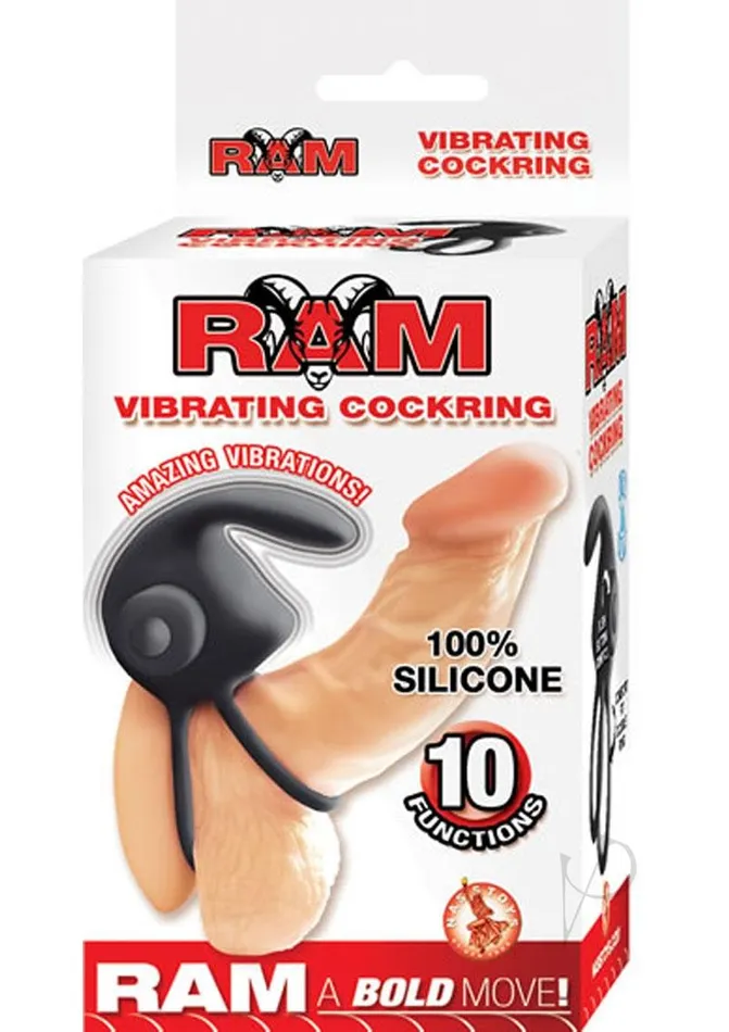 Ram Ram Silicone Vibrating Cock Ring Black Couples