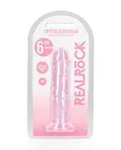 Real Rock Dildos RealRock Crystal Clear Straight Dildo 6in Pink