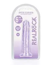 Real Rock Dildos RealRock Crystal Clear Straight No Balls Dildo 6in Purple