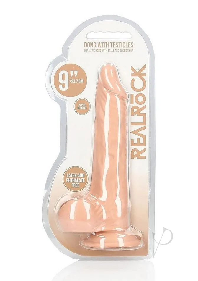Real Rock Female Sex Toys RealRock Skin Realistic Dildo with Balls 9in Vanilla Real Rock Female Sex Toys RealRock Skin Realistic Dildo with Balls 9in Vanilla