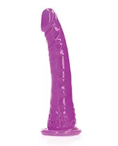 Real Rock Female Sex Toys RealRock Slim Glow in the Dark Dildo with Suction Cup 6in Purple