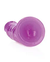 Real Rock Female Sex Toys RealRock Slim Glow in the Dark Dildo with Suction Cup 6in Purple