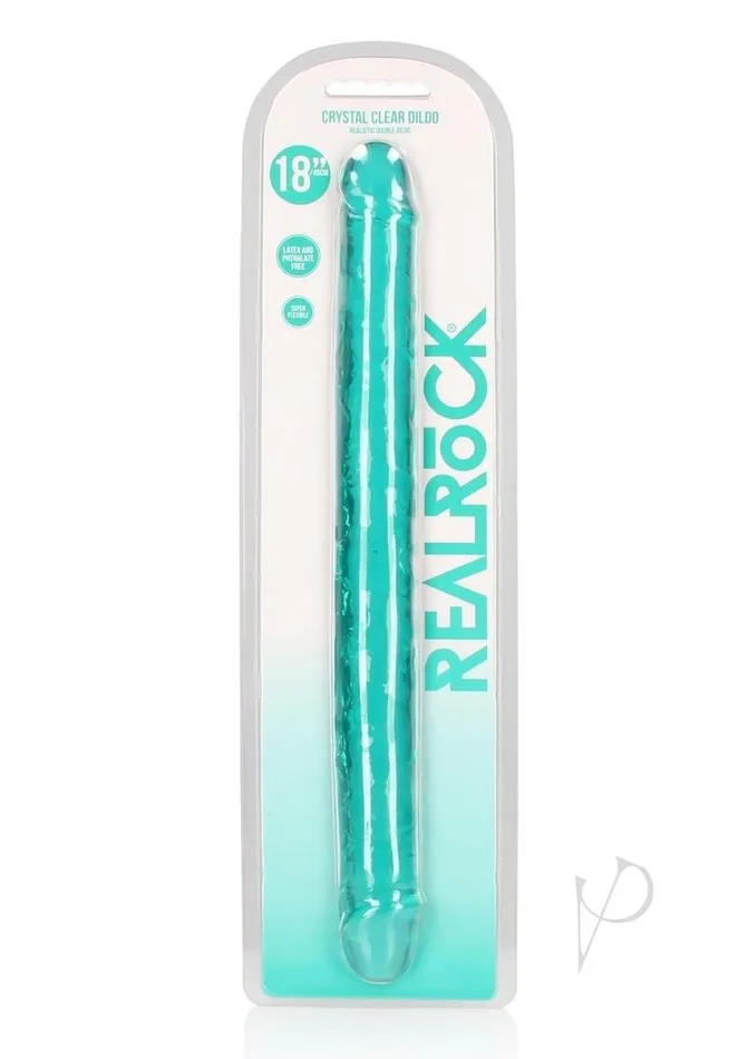 RealRock Crystal Clear Double Dong 18in Turquoise Real Rock Dildos