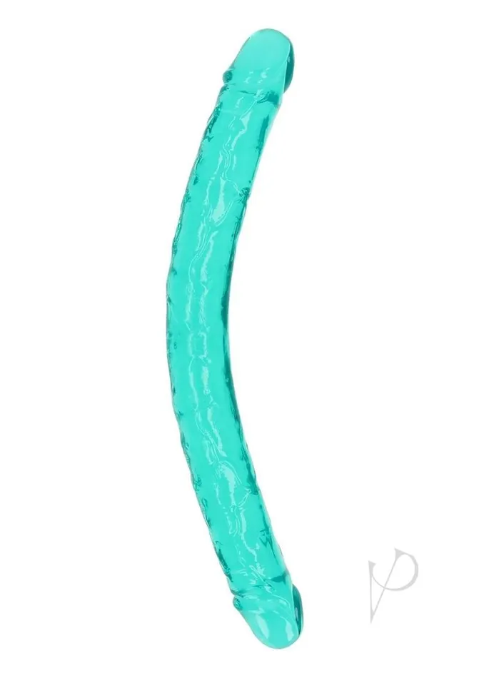 RealRock Crystal Clear Double Dong 18in Turquoise Real Rock Dildos