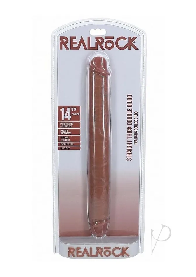 RealRock Realistic Skin Thick Double Ended Dong 14in Caramel Real Rock Female Sex Toys RealRock Realistic Skin Thick Double Ended Dong 14in Caramel Real Rock Female Sex Toys