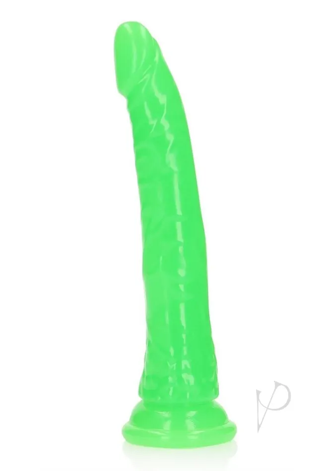 RealRock Slim Glow in the Dark Dildo with Suction Cup 9in Green Real Rock Female Sex Toys