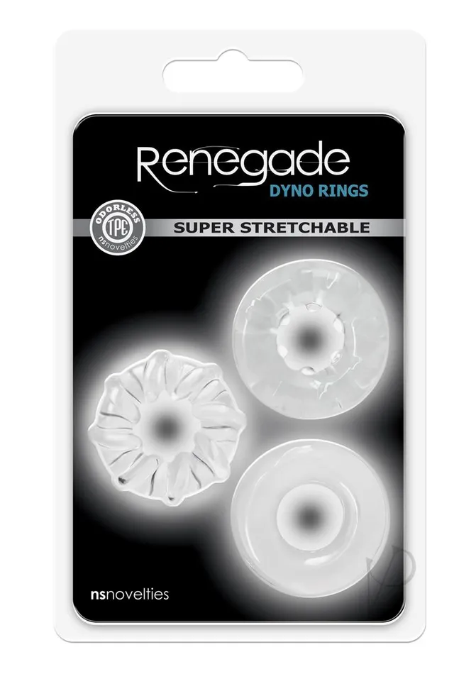 Renegade Dildos Renegade Dyno Rings Super Stretchable Cock Rings Set of 3 Clear
