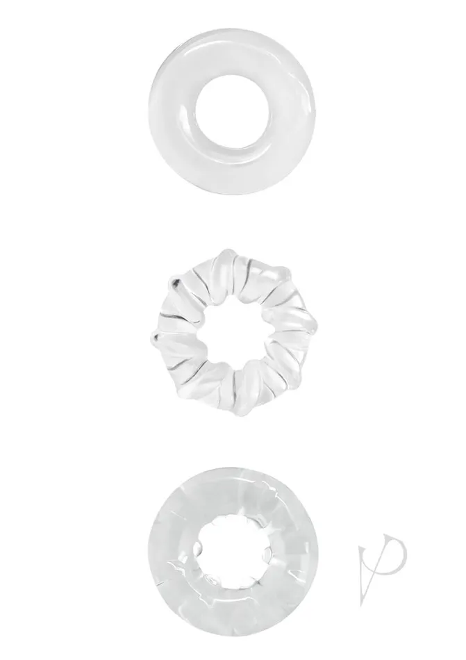 Renegade Dildos Renegade Dyno Rings Super Stretchable Cock Rings Set of 3 Clear