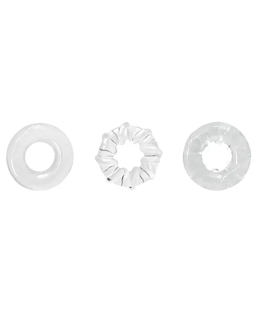 Renegade Dildos Renegade Dyno Rings Super Stretchable Cock Rings Set of 3 Clear
