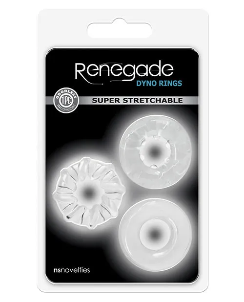 Renegade Dildos Renegade Dyno Rings Super Stretchable Cock Rings Set of 3 Clear
