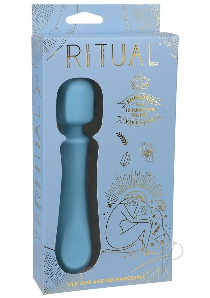 Ritual Euphoria Rechargeable Silicone Wand Vibrator Blue Ritual Vibrators