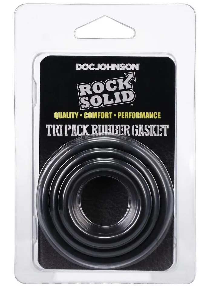 Rock Solid TriPack Rubber Gasket Cock Ring Black Rock Solid Male Sex Toys