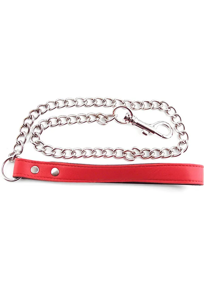 Rouge Restraints Rouge Leather Lead Chain Red