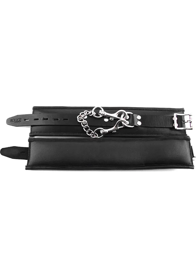 Rouge Restraints Rouge Padded Leather Adjustable Ankle Cuffs Black