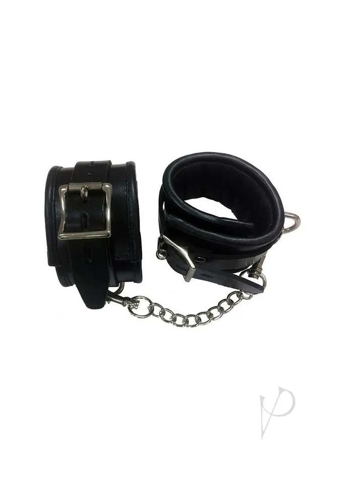 Rouge Restraints Rouge Padded Leather Adjustable Ankle Cuffs Black Rouge Restraints Rouge Padded Leather Adjustable Ankle Cuffs Black