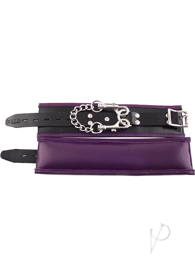 Rouge Rouge Padded Leather Adjustable Wrist Cuffs Black and Purple Restraints