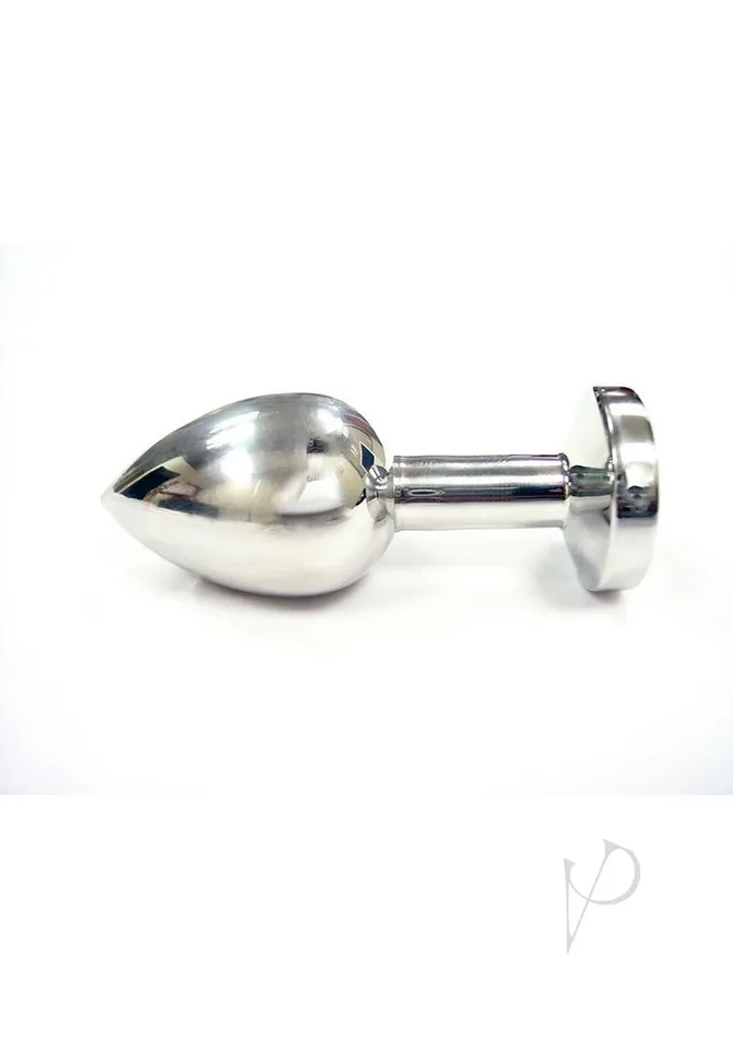 Rouge Smooth Stainless Steel Anal Plug Medium Blue Jewel Rouge Male Sex Toys