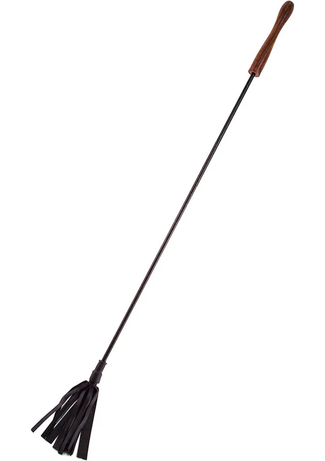Rouge Wooden Handle Leather Riding Crop Black Rouge Restraints