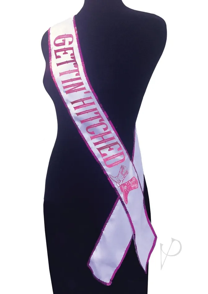 Sashes And Wearables Vibrators Gettin Hitched Bride Party Sash Glitter WhitePink