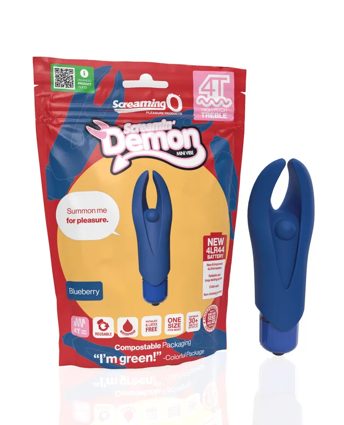 Screaming O Female Sex Toys 4T Demon Silicone Mini Clitoral Stimulating Vibrator Blueberry