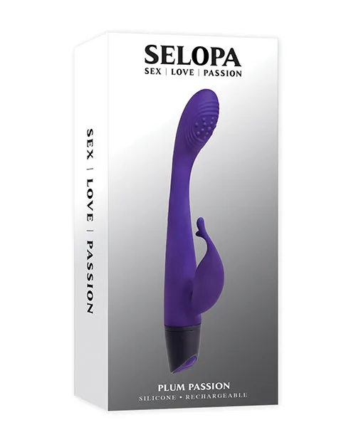 Selopa Female Sex Toys Selopa Plum Passion Rechargeable Silicone Vibrator with Clitoral Stimulator Purple