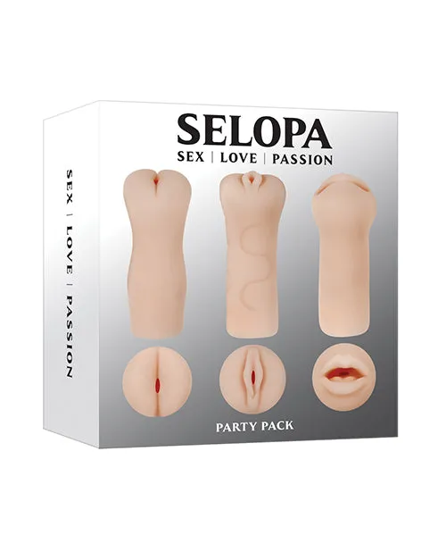 Selopa Party Pack Oral Vaginal and Anal Strokers 3 per Pack Vanilla Selopa Male Sex Toys