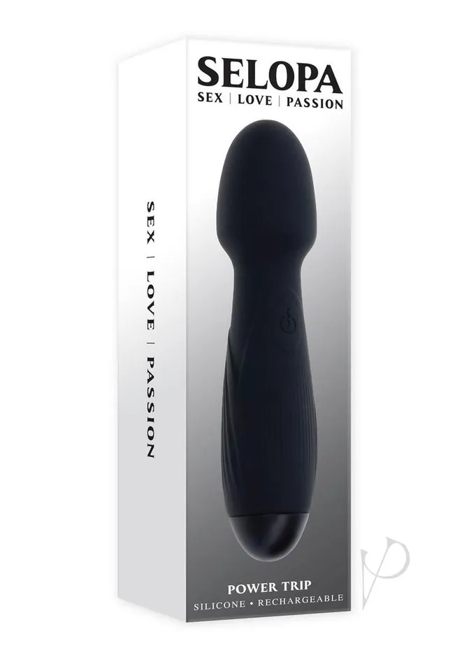Selopa Vibrators Selopa Power Trip Rechargeable Silicone Wand Black