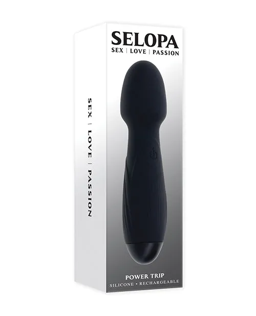 Selopa Vibrators Selopa Power Trip Rechargeable Silicone Wand Black