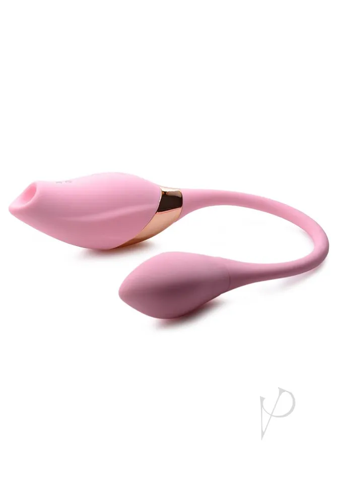 Shegasm Female Sex Toys Inme Shegasm 8x Tandem Plus Rechargeable Silicone Suction Clitoral Stimulator and Egg Pink