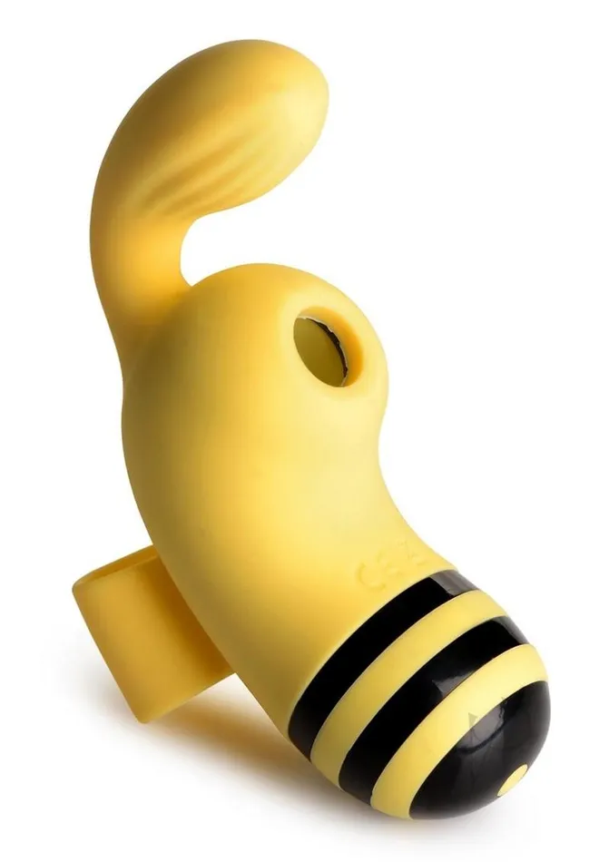 Shegasm Female Sex Toys Shegasm Sucky Bee Rechargeable Silicone Clitoral Stimulating Finger Vibrator BlackYellow