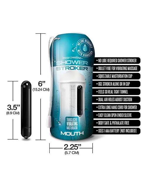 Shower Stroker Vibrating Mouth Clear Happy Ending Male Sex Toys Shower Stroker Vibrating Mouth Clear Happy Ending Male Sex Toys