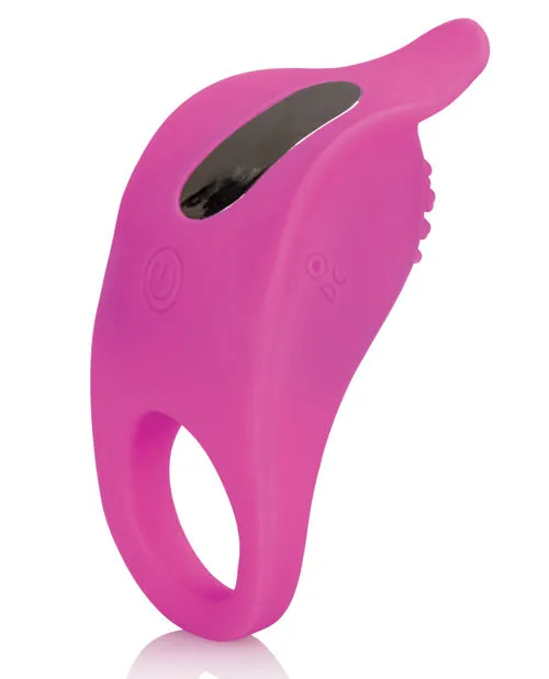 Silicone Rechargeable Teasing Enhancer Cock Ring Pink Couples Enhancers Male Sex Toys