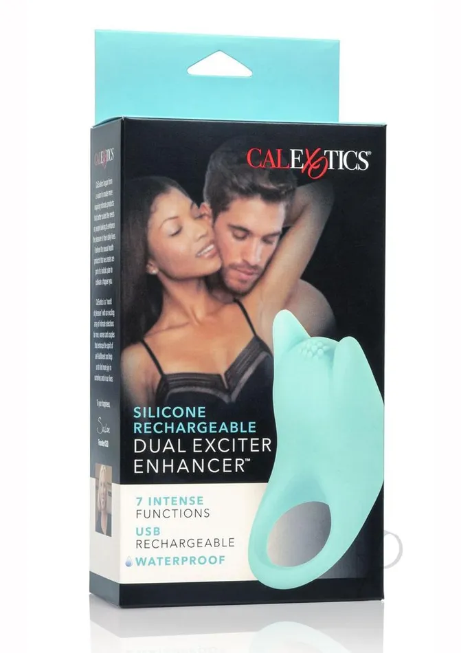 Silicone USB Rechargeable Dual Exciter Enhancer Ring Waterproof Teal Couples Enhancers Female Sex Toys Silicone USB Rechargeable Dual Exciter Enhancer Ring Waterproof Teal Couples Enhancers Female Sex Toys