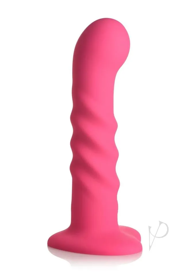 Simply Sweet Female Sex Toys Simply Sweet 21X Vibrating Ribbed Rechargeable Silicone Dildo with Remote Control Pink